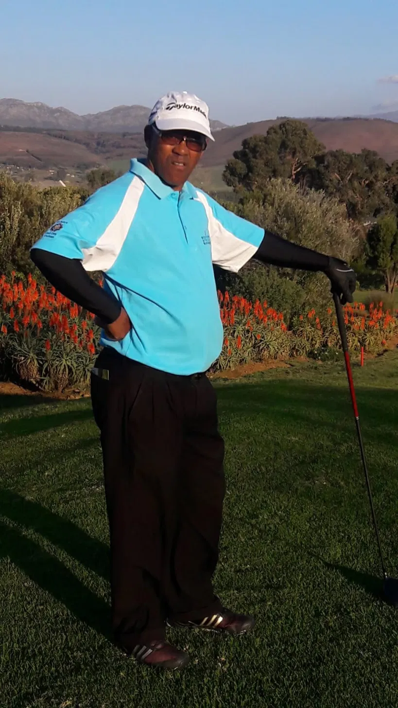 April Prins on the golf course celebrating his 70th birthday