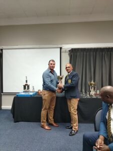 Defence (WP) Golf Awards Event 2024 - N. Solomons proudly receiving another trophy