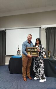 Defence (WP) Golf Awards Event 2024 - F. Higgins showing her trophy