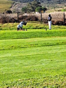 Golfer on the fairway at Kuilsriver Golf Club with hillside backdrop, LIV 4, April 2026.