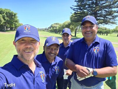 Troy, Febs, Quentin and Roland posing together on the course at Rondebosch Golf Club, January 2026.
