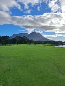 Table Mountain with cloud formation over the fairway at Rondebosch Golf Club, LIV 5, May 2026.